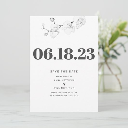 Einfache Typografie Modernes Orchid Wedding Rett D Einladung (Stehend Vorderseite)