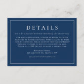 Einfache Typografie Navy-Formal-Hochzeitsdetails Begleitkarte (Vorderseite)