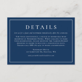 Einfache Typografie Navy-Formal-Hochzeitsdetails Begleitkarte
