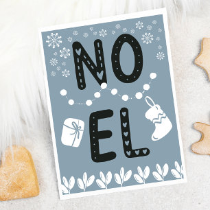 Einfache Typografie NOEL Dusty Blue Weihnachten