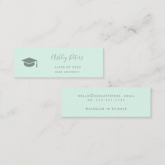 Einfache Typografie pastellfarbene Pfefferminze, g Mini Visitenkarte (Vorne/Hinten)