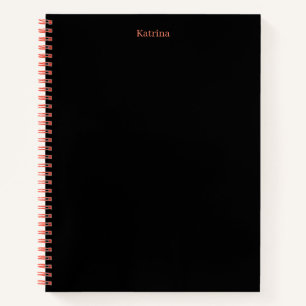 Einfache Typografie Personalisiert Name Black Cora Notizblock