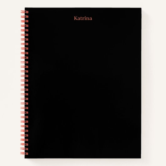 Einfache Typografie Personalisiert Name Black Cora Notizblock (Vorderseite)