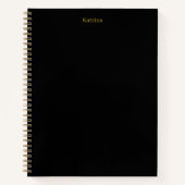 Einfache Typografie Personalisiert Name Black Gold Notizblock (Vorderseite)