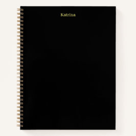Einfache Typografie Personalisierter Name Schwarz  Notizblock