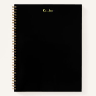 Einfache Typografie Personalisierter Name Schwarz  Notizblock
