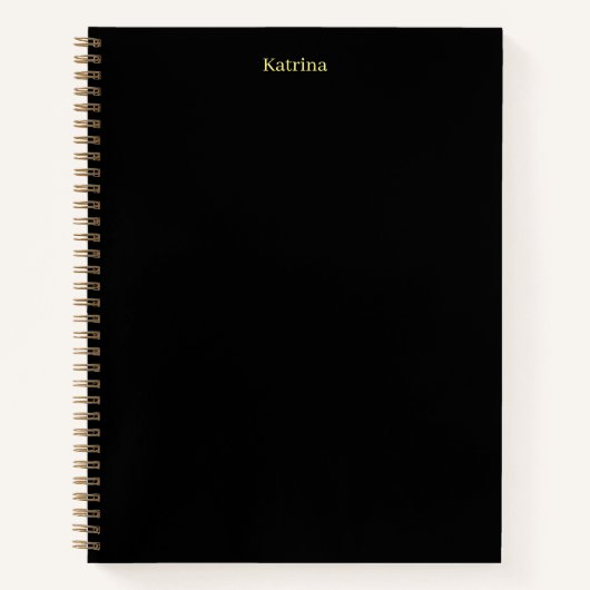Einfache Typografie Personalisierter Name Schwarz Notizblock (Vorderseite)