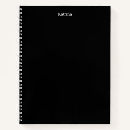 Einfache Typografie Personalisierter Name Schwarz- Notizblock