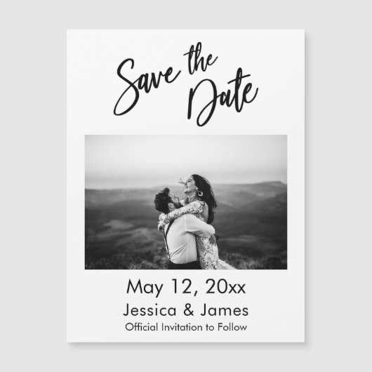 Einfache Typografie Pic Save the Date Magnetkarte (Vorderseite)