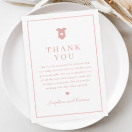 Einfache Typografie Pink-Babydusche Dankeskarte