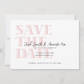 Einfache Typografie Pink Flat Save the Date Karte (Vorderseite)