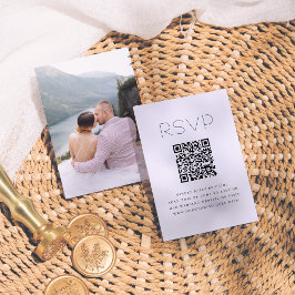 Einfache Typografie QR Code Foto Wedding RSVP Begleitkarte