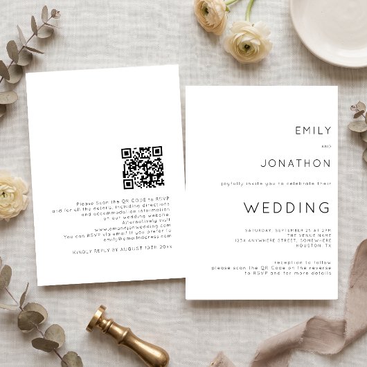 Einfache Typografie QR Code Jegliche Farbensehen Einladung