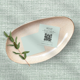 Einfache Typografie QR Code Mint Wedding RSVP Begleitkarte