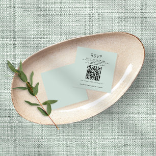 Einfache Typografie QR Code Mint Wedding RSVP Begleitkarte