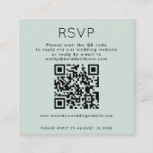 Einfache Typografie QR Code Mint Wedding RSVP Begleitkarte (Vorderseite)