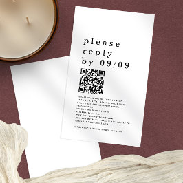 Einfache Typografie QR-Code Schwarz-weiße Hochzeit Begleitkarte