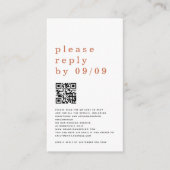 Einfache Typografie QR Code Terracotta Wedding RSV Begleitkarte (Vorderseite)