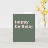 Einfache Typografie Rosa und Grüne Geburt Karte (Gelbe Blume)