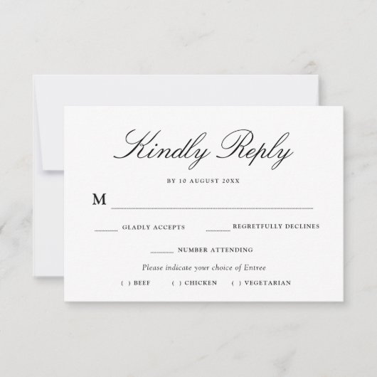 einfache Typografie RSVP Karte (Vorderseite)