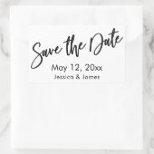 Einfache Typografie Save the Date Schwarz & Weiß Rechteckiger Aufkleber (Tasche)