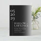 Einfache Typografie, Schwarz/Weiß-Hochzeit Einladung (Stehend Vorderseite)