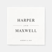 Einfache Typografie, Schwarz-Weiß-Hochzeit Serviette (Vorderseite)