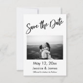 Einfache Typografie Schwarz & Weiß mit Foto Save The Date (Vorderseite)