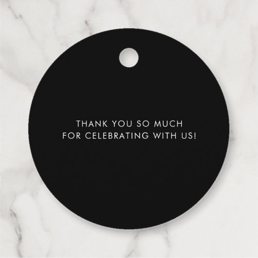 Einfache Typografie-Schwarzherz-Hochzeitmonogramm Geschenkanhänger (Rückseite)