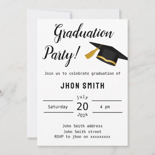 Einfache Typografie, Schwarzweiß-Foto Einladung (Vorderseite)