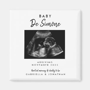 Einfache Typografie Sonogramm Foto Schwangerschaft Magnet