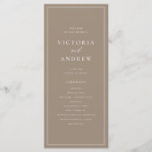 Einfache Typografie Taupe Formal Hochzeit Programm (Vorderseite)