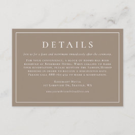 Einfache Typografie Taupe Formal Wedding Details Begleitkarte