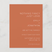 Einfache Typografie Terracotta Wedding Save the Da Ankündigungspostkarte (Vorderseite)