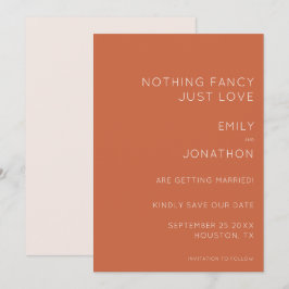 Einfache Typografie Terracotta Wedding Save the Da Date