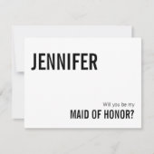 Einfache Typografie-Trauzeugin Mitteilungskarte (Vorderseite)