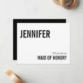 Einfache Typografie-Trauzeugin Mitteilungskarte (Vorderseite/Rückseite Beispiel)