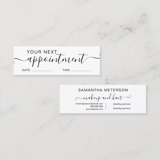 Einfache Typografie-Trend Schwarz-weiße Verabredun Mini Visitenkarte (Vorne/Hinten)