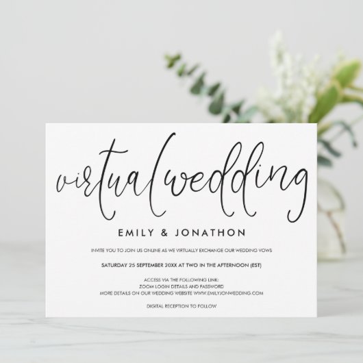 Einfache Typografie, Virtual Wedding Einladung (Stehend Vorderseite)