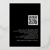 Einfache Typografie Wedding Black Gold Real Folieneinladung (Rückseite)