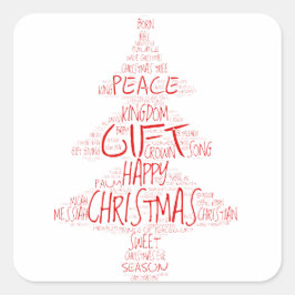 Einfache Typografie Weihnachtsbaum Quadratischer Aufkleber