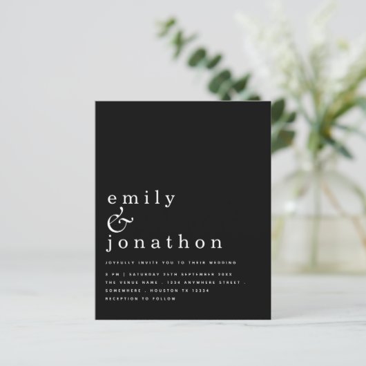 Einfache Typografie White Black Wedding (Stehend Vorderseite)