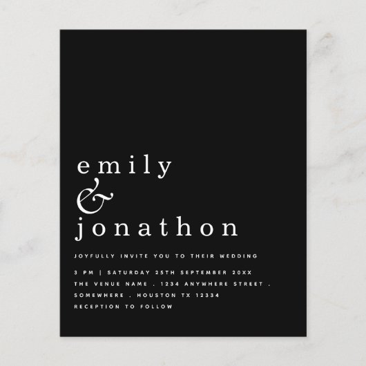 Einfache Typografie White Black Wedding (Vorderseite)