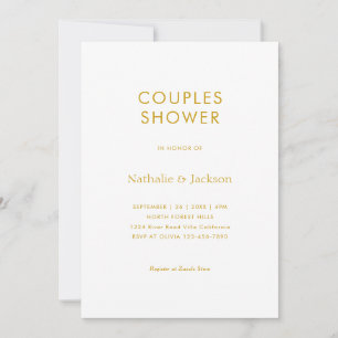 Einfache Typografie White Gold Couple Shower Brida Einladung