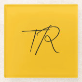 Einfache typografische benutzerdefinierte Initiale Glasuntersetzer (Vorderseite)