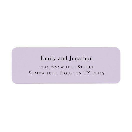 Einfache typografische Lilac Wedding Rücksendeadre (Vorne)