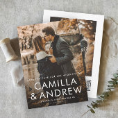 Einfache Typografische QR-Code 2 Foto Hochzeit Save The Date