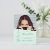 Einfache Typogragraphy mint Green Foto-Skalierung Einladung (Stehend Vorderseite)