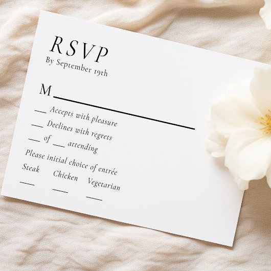 Einfache UAWG-Karte für moderne Hochzeitmenüs RSVP Karte