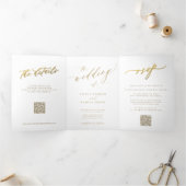 Einfache UAWG mit minimalen Goldskripten Dreifach Gefaltete Einladung (Innenseite)